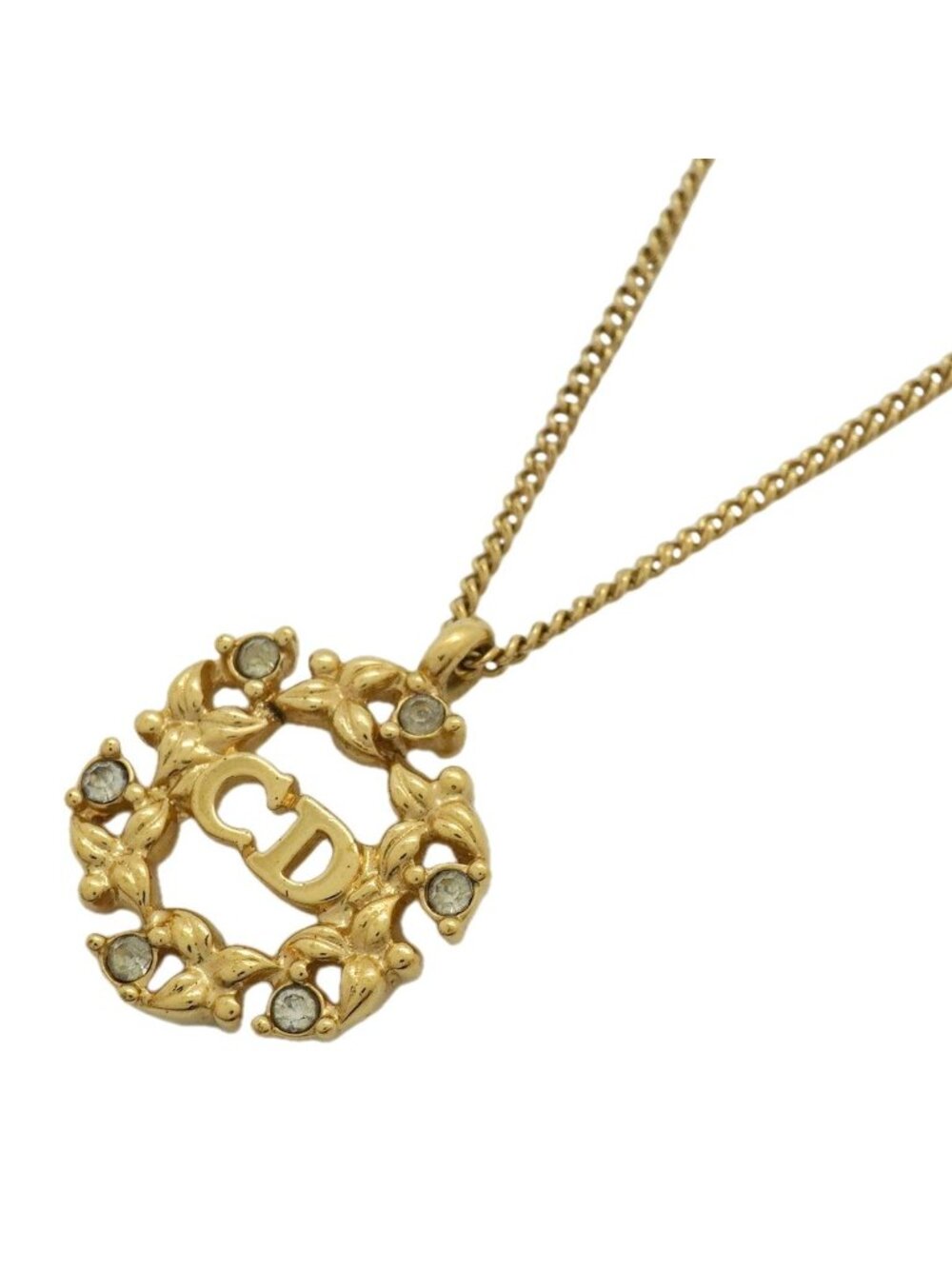 Dior Necklace CD Logo Gold Plated Rhinestone